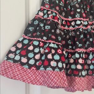 Pumpkin Patch Corduroy Tiered Full Ruffled Skirt Sz 6 w MEASUREMENTS Brown Pink